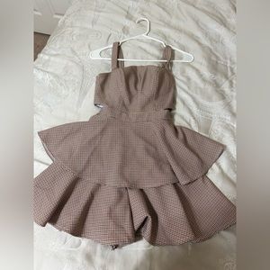 Nude/brown pattern mini dress